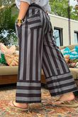 Bloc Stripe Wide Leg Pant Black & Storm